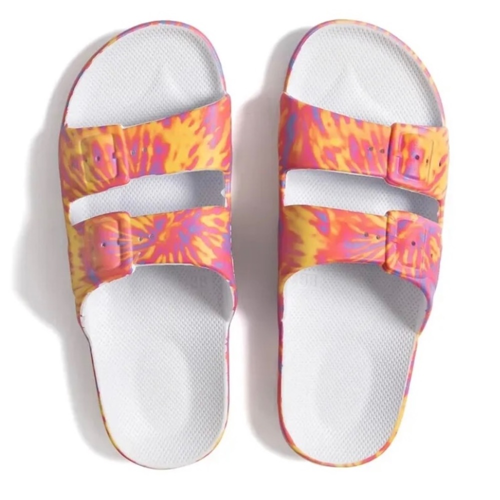 Freedom Moses Tie Dye Two-Strap Slide Sandals NWT